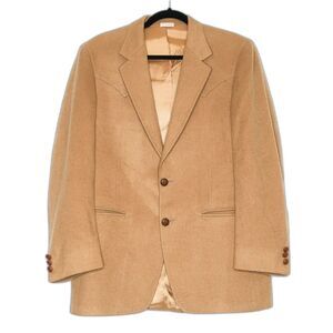 Vintage Ellis Mens Blazer Size 42R 100% Camel Hair Tan Western Academia Classic